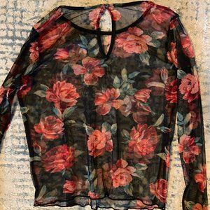 Hollister Sheer Floral Long Sleeve Top